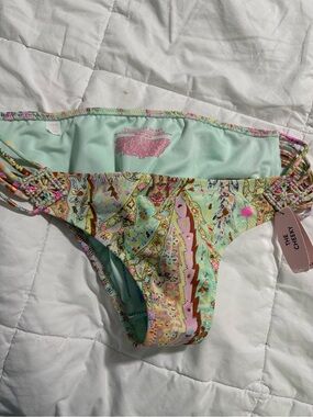 Victoria's Secret Paisley Cheeky Bikini Bottom in Mint, Pink & Gold